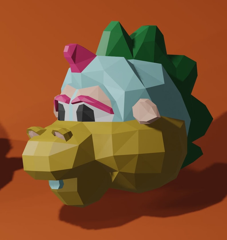Low Poly Dragon Mask Papercraft Template DIY 3D Paper Mask PDF Fantasy ...