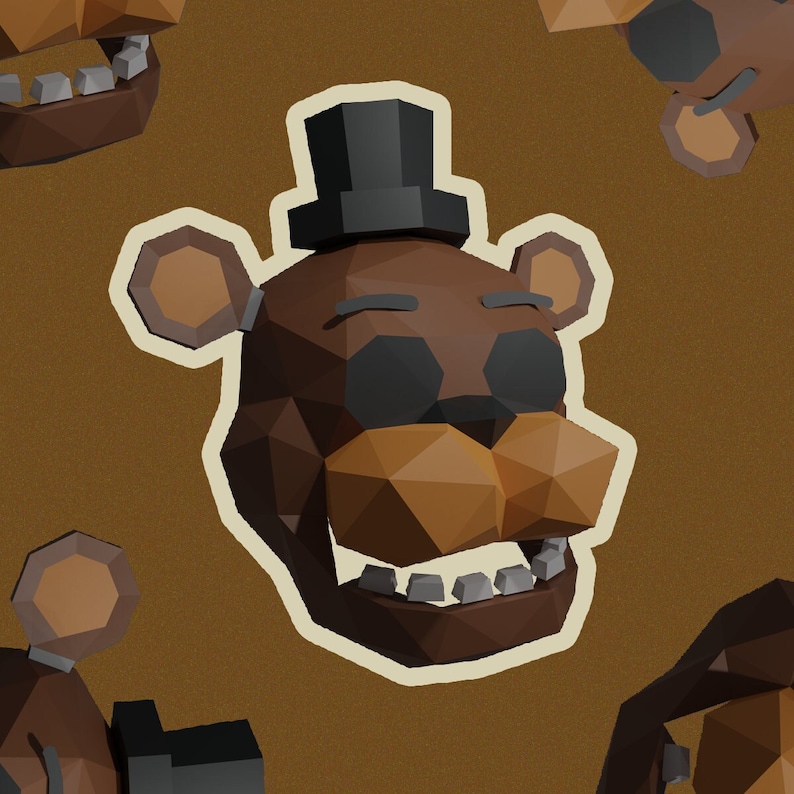 Template Freddy Fnaf Mask Paper Craft Template , Instant Pdf Download