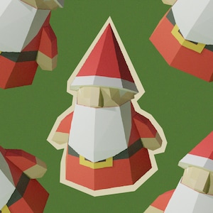Santa Claus 3D Papercraft Christmas Decor , PDF Low Poly DIY Kit, Digital files, Xmas Craft Template , Paper Christmas decoration
