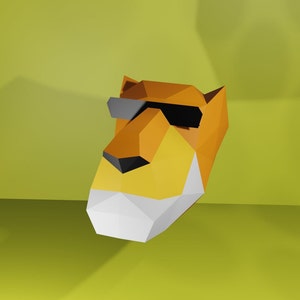 Template Cheetos Mask Paper Craft Template, Instant Pdf Download, 3D Low Poly ,DIY Printable Jaguar Mask