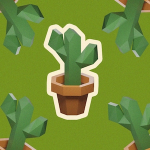 Love Cactus: Pianta regalo per la tua novizia o novizio, Scarica PDF istantaneo, 3D Low Poly, Hágalo usato insieme