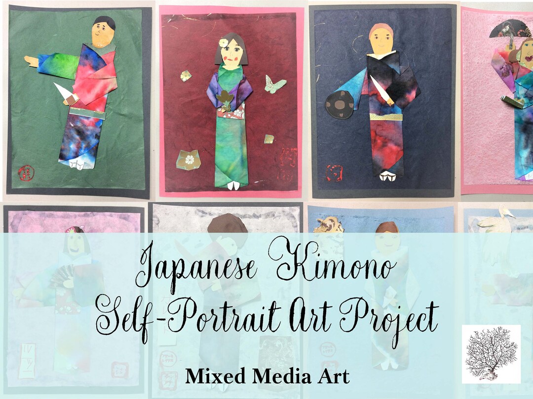 Learning Japanese Portrait Japanese Kimono Self-portrait Art Tutorial - Etsy