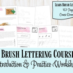 Brush Lettering Course, introduction, beginner brush lettering, practice worksheets, course download, learn brush lettering, calligraphy
