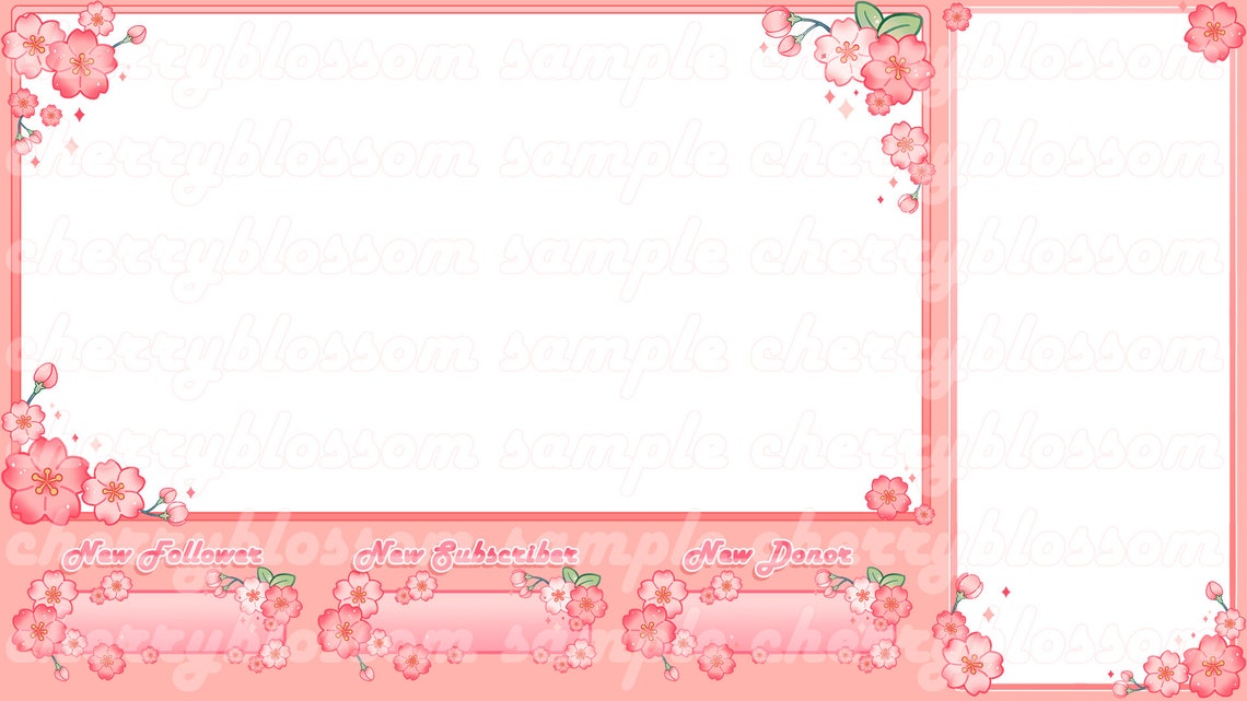 Twitch Cute Cherry Blossom Screen Overlay / Streamer Graphics / Kawaii