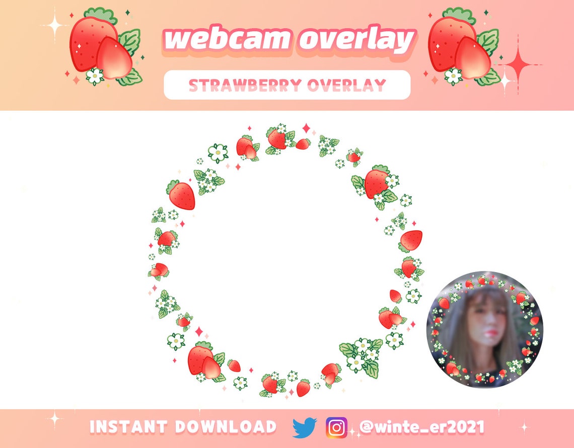 Twitch Strawberry Webcam Overlay / Cute Strawberry Cam Frame / Kawaii ...