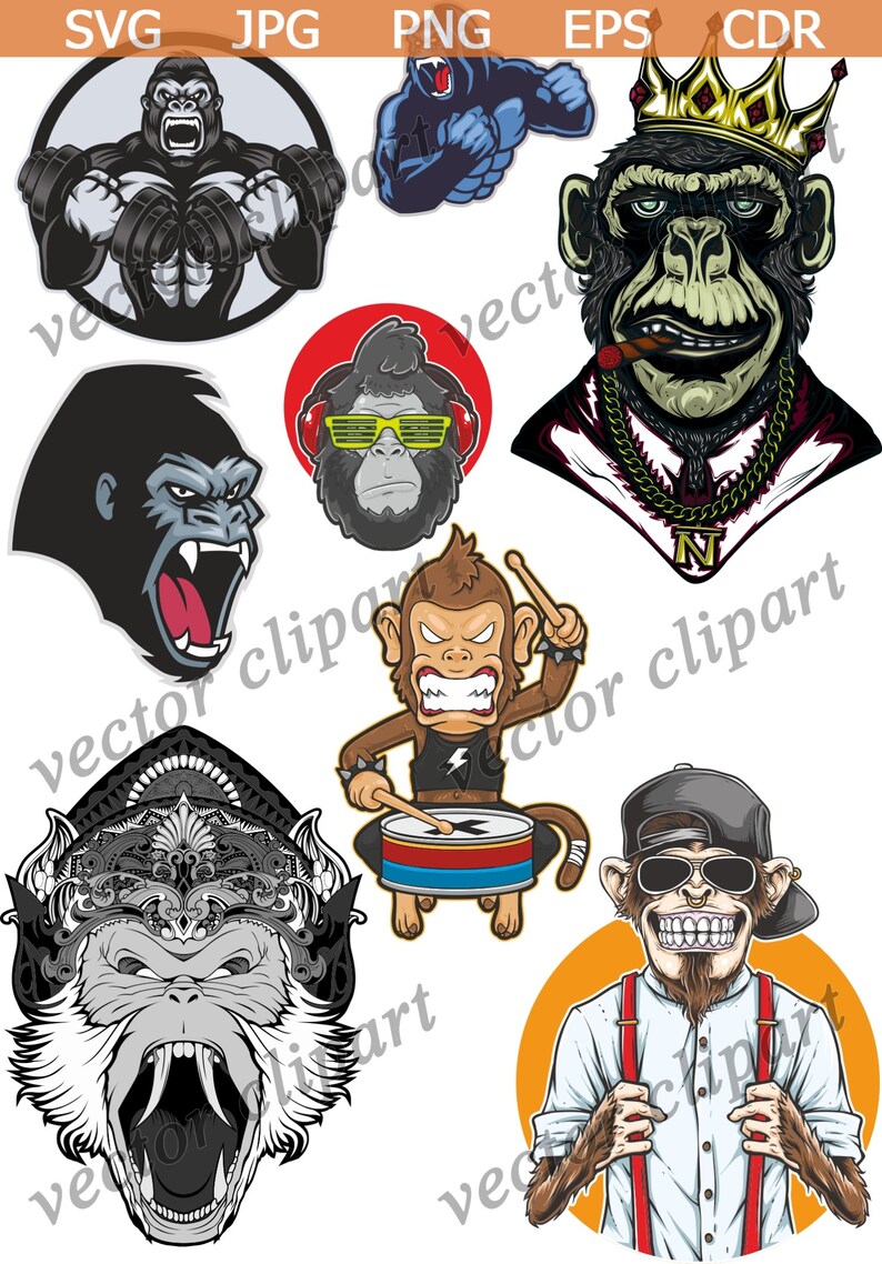 Download Clip Art Svg File Cricut Monkey Vector Cameo Png Cut File Cricut Silhouette Cut Files Monkey Shirt Svg Monkey Svg Monkey Clipart Art Collectibles