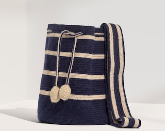 Fair Trade Handwoven Wayuu Mochila – Ethically-Sourced Crochet Crossbody Bag from Colombia