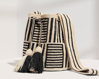 Fair Trade Handwoven Wayuu Mochila – Ethically-Sourced Crochet Crossbody Bag from Colombia