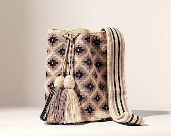 Fair Trade Handwoven Wayuu Mochila – Ethically-Sourced Crochet Crossbody Bag from Colombia