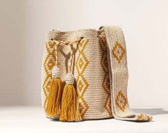 Fair Trade Handwoven Wayuu Mochila – Ethically-Sourced Crochet Crossbody Bag from Colombia