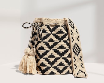 Fair Trade Wayúu Mochila from Colombia | Crossbody Shoulder Bag | 100% Handwoven Crochet Bag | Ethical Fashion