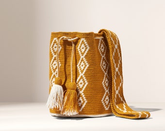 Fair Trade Handwoven Wayuu Mochila – Ethically-Sourced Crochet Crossbody Bag from Colombia
