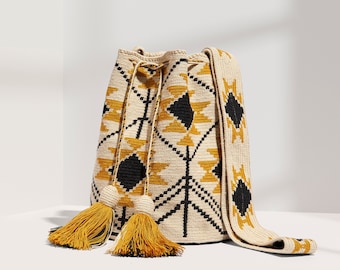 Fair Trade Handwoven Wayuu Mochila – Ethically-Sourced Crochet Crossbody Bag from Colombia