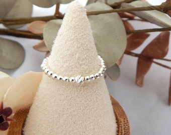 Fine 925 silver pearl ring, elastic ring, gift idea,