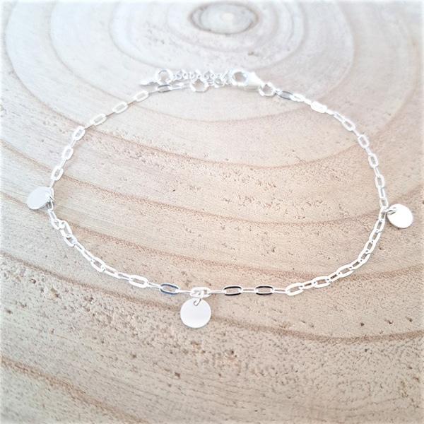 Bracelet de cheville chaine et médailles en argent 925