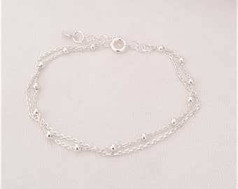 Double chain bracelet in 925 silver