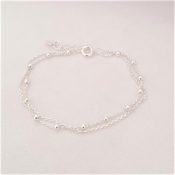 Bracelet chaine double en argent 925