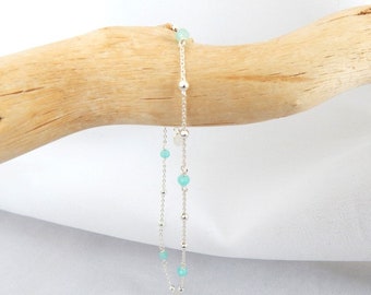 Bracelet de cheville pierres Amazonite - Chaine de cheville