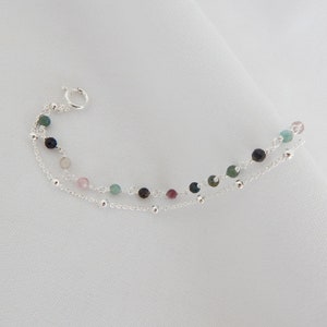 925 silver chain bracelet & Tourmaline fine stones