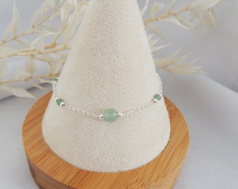 925 silver chain bracelet and Aventurine stones