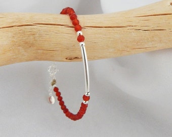 Carnelian fine stone bracelet, women's jewelry.