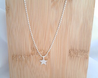 925 silver ball & star chain necklace