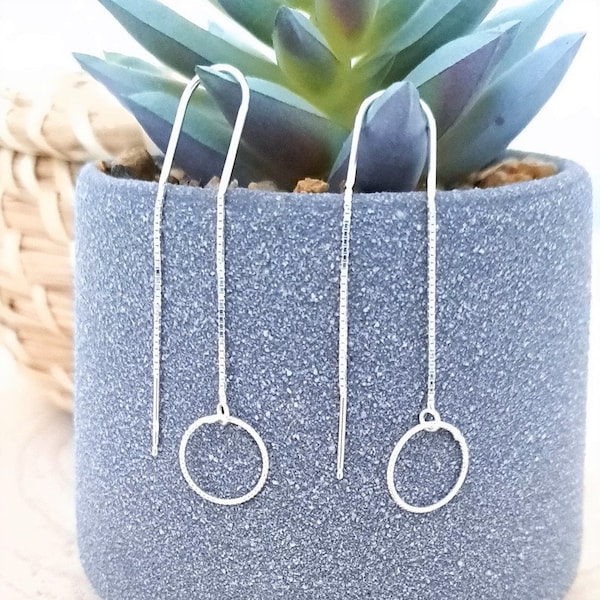 Boucles d'oreilles pendantes  chaine argent 925