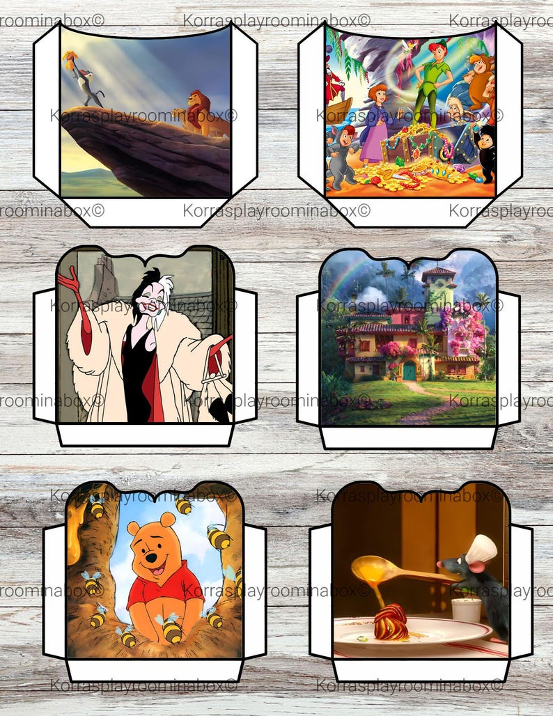 Puede incluir: Conjunto de seis sobres de papel con tem&aacute;tica de Disney, con escenas de "El Rey Le&oacute;n", "Peter Pan", "101 D&aacute;lmatas", "Encanto", "Winnie the Pooh" y "Ratatouille". Cada sobre tiene un borde blanco y una ilustraci&oacute;n &uacute;nica.