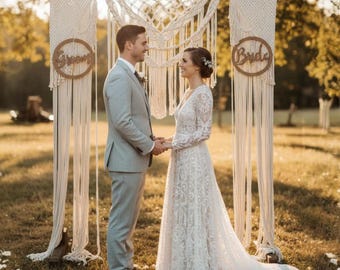 Extra Large Macrame Wedding Backdrop | Boho Ceremony Arch | Handmade Macrame Curtain | Event Decor
