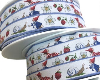 Webband acufactum Pippa und Pelle im Sommer von Daniela Drescher Meterware Erdbeere Band Schleife