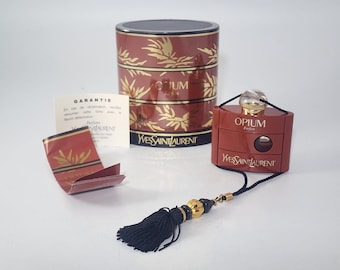 Vintage 80's Yves Saint Laurent Opium Parfum 1/4 Oz With Box Tassel