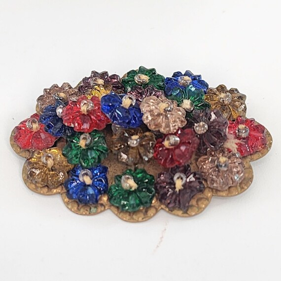 Vintage Miriam Haskell Unsigned Bead Flower Brooc… - image 2