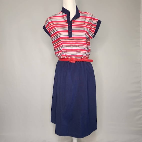 Vintage 80's Stiped Sleeveless Dress Homemade
