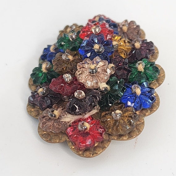 Vintage Miriam Haskell Unsigned Bead Flower Brooc… - image 3