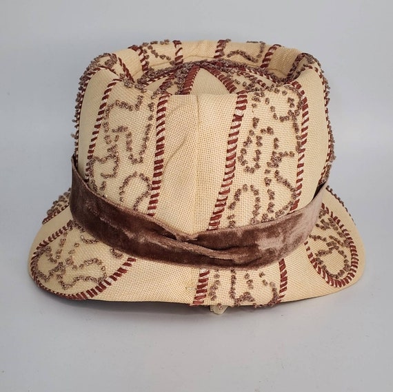 Vintage Brown Woven Cloche Hat - image 2