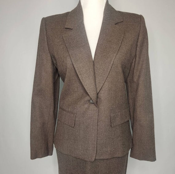 Vintage Worsted Wool Brown 2 Piece Skirt Suit Jac… - image 2