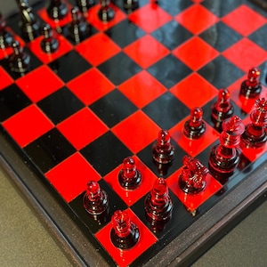 Custom Chess Board, Resin Chessboard Made of Epoxy,Chess Set for Board Game, Unique Chess Sets, Epoxy Resin Chess Pieces and Chess Board set