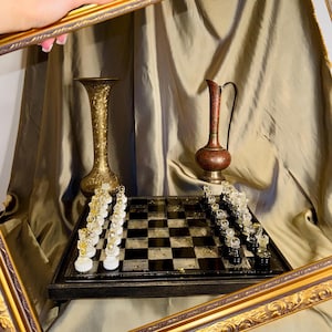 Epoxy Chess Set for Board Games, Custom Chess Board, Unique Chess Sets, Resin Chess Pieces with Wood Chessboard, Epoxy Resin Chess Board set