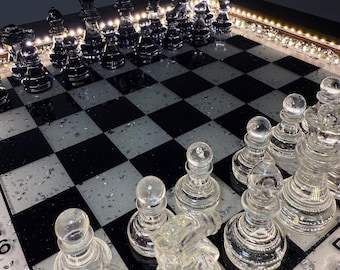 Vintage SWAROVSKI Silver Crystal Chess Set Original Case Complete