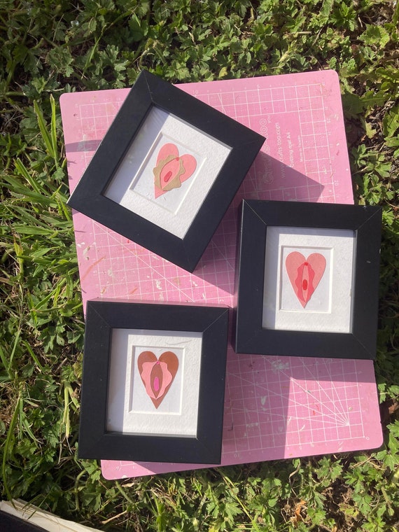 Vulva Love Framed Paper Cutout Trio of Original Etsy