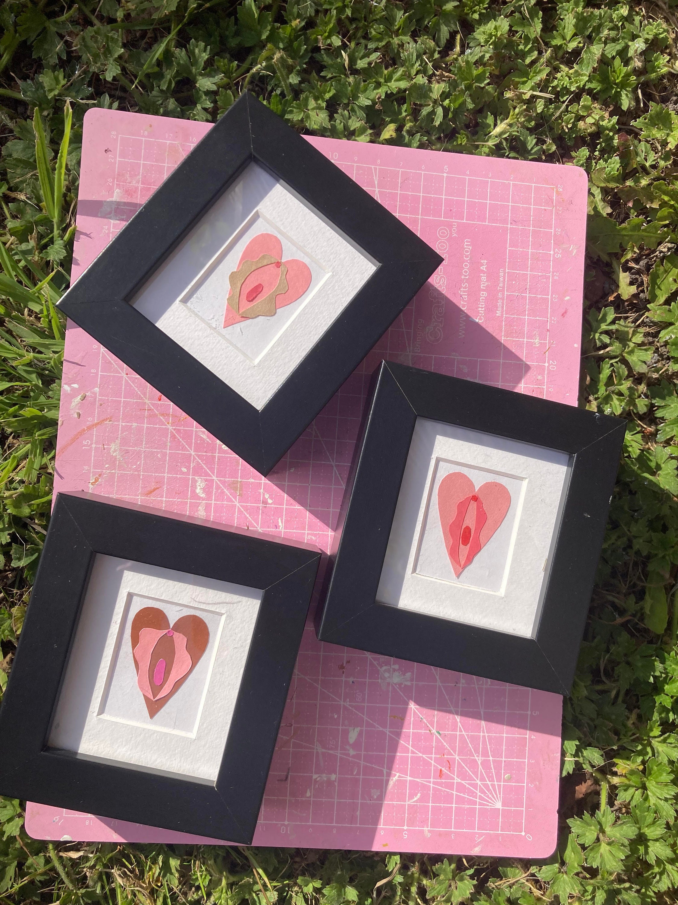 Vulva Love Framed Paper Cutout Trio of Original Illustrations Body Positive Gifts for Her Etsy