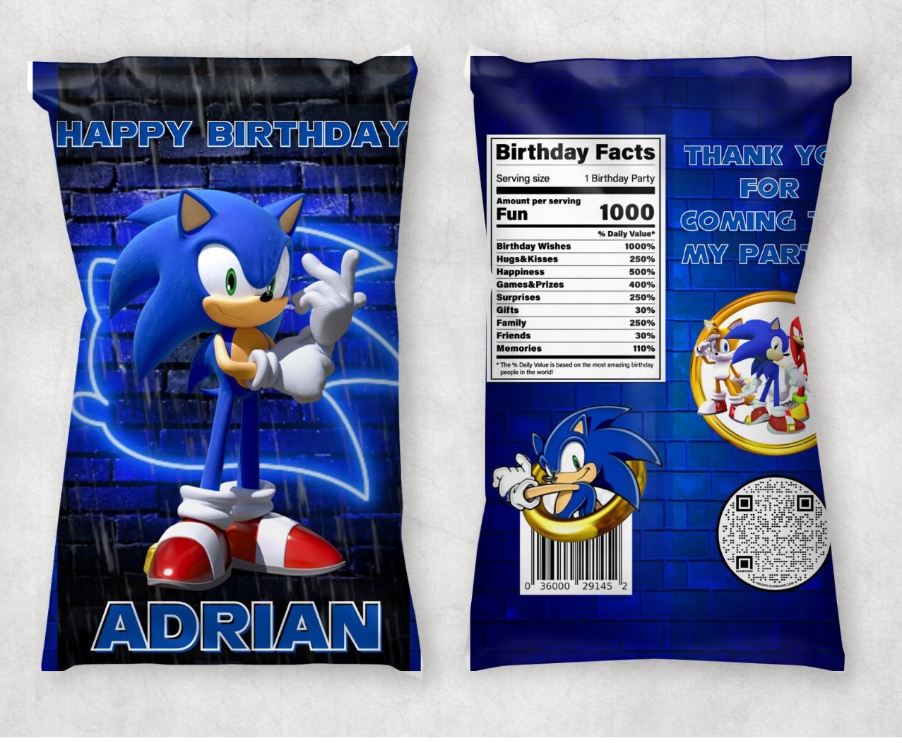 Sonic Custom Chip Bags chip Bagsjuice Pouch Labels Candy - Etsy