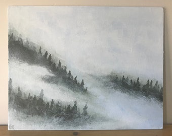 Misty Mountain Pines on Canvas-8x10