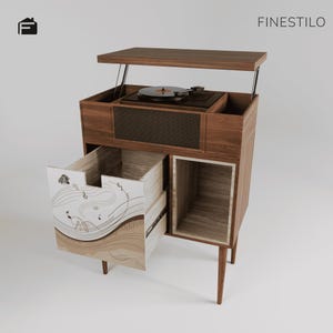 Resonate Record Player Stand | Built-in Turntable with Vinyl LP Storage