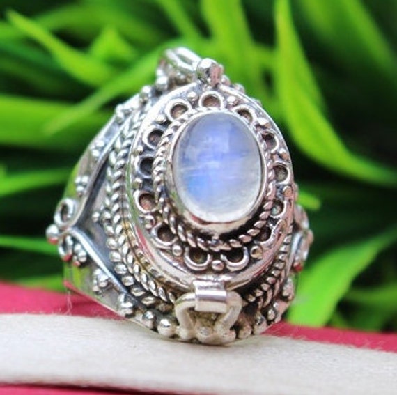 Bague poison en plaque argent avec pierre de lune naturelle Etsy France
