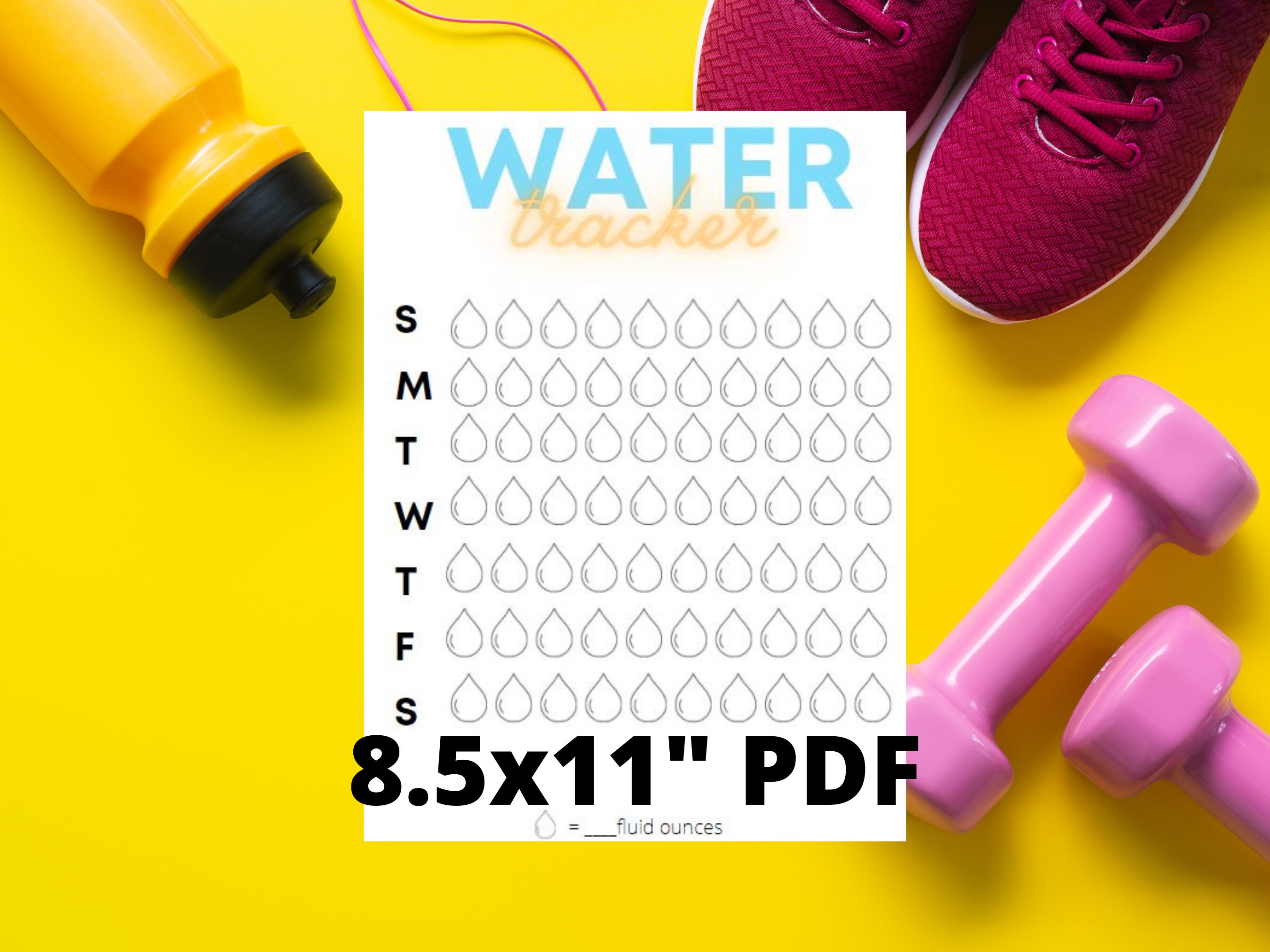 Daily Water Intake Tracker/Printable PDF/Water Intake | Etsy