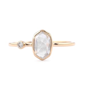 Moonstone Diamond Ring: 14K Yellow Gold Stackable Band