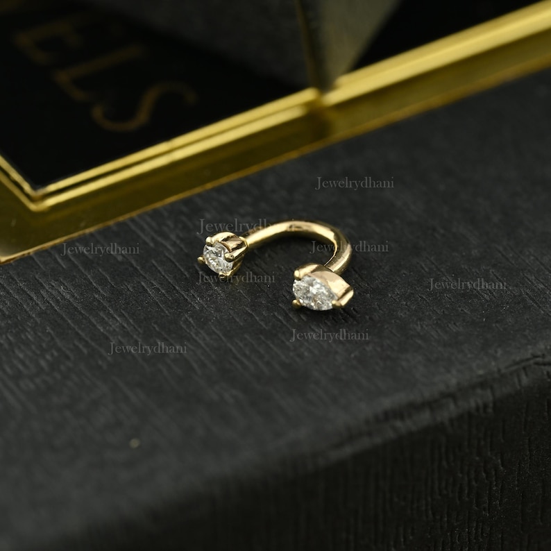 Buy Diamond Rook Piercing Barbell, Daith Piercing, Eyebrow Ring, Solid ...