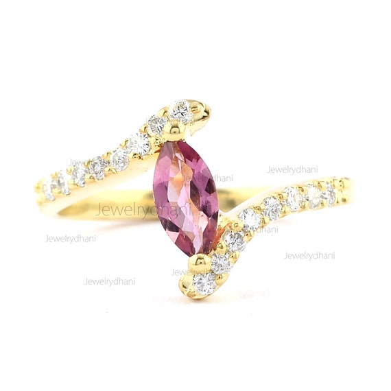 ハーフエタニティ ダイヤモンドリング 2本セット ピンクトルマリン