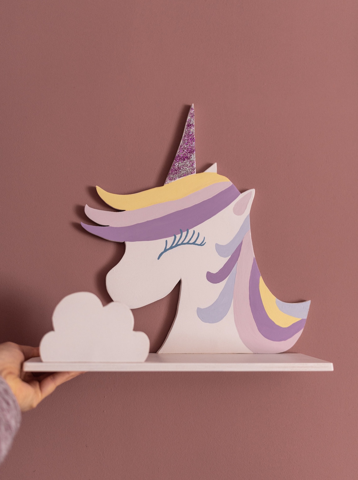 Shelf kids room decor wooden unicorn wooden rainbow wooden Etsy